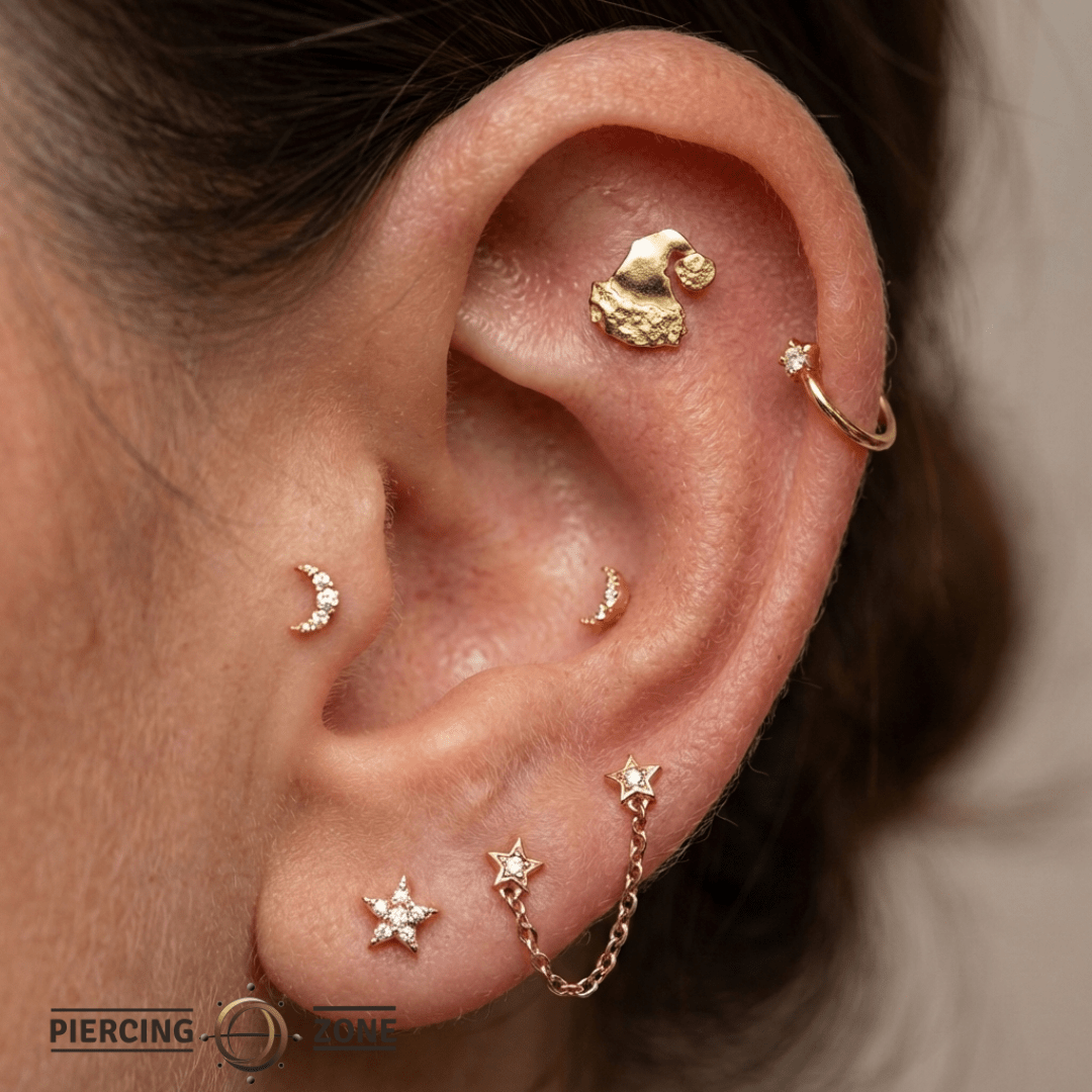 Santa Hat – 14K Gold Threadless/Threaded End - piercing - zone.com