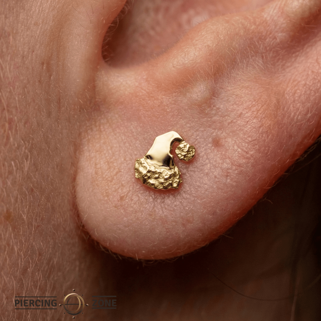 Santa Hat – 14K Gold Threadless/Threaded End - piercing - zone.com