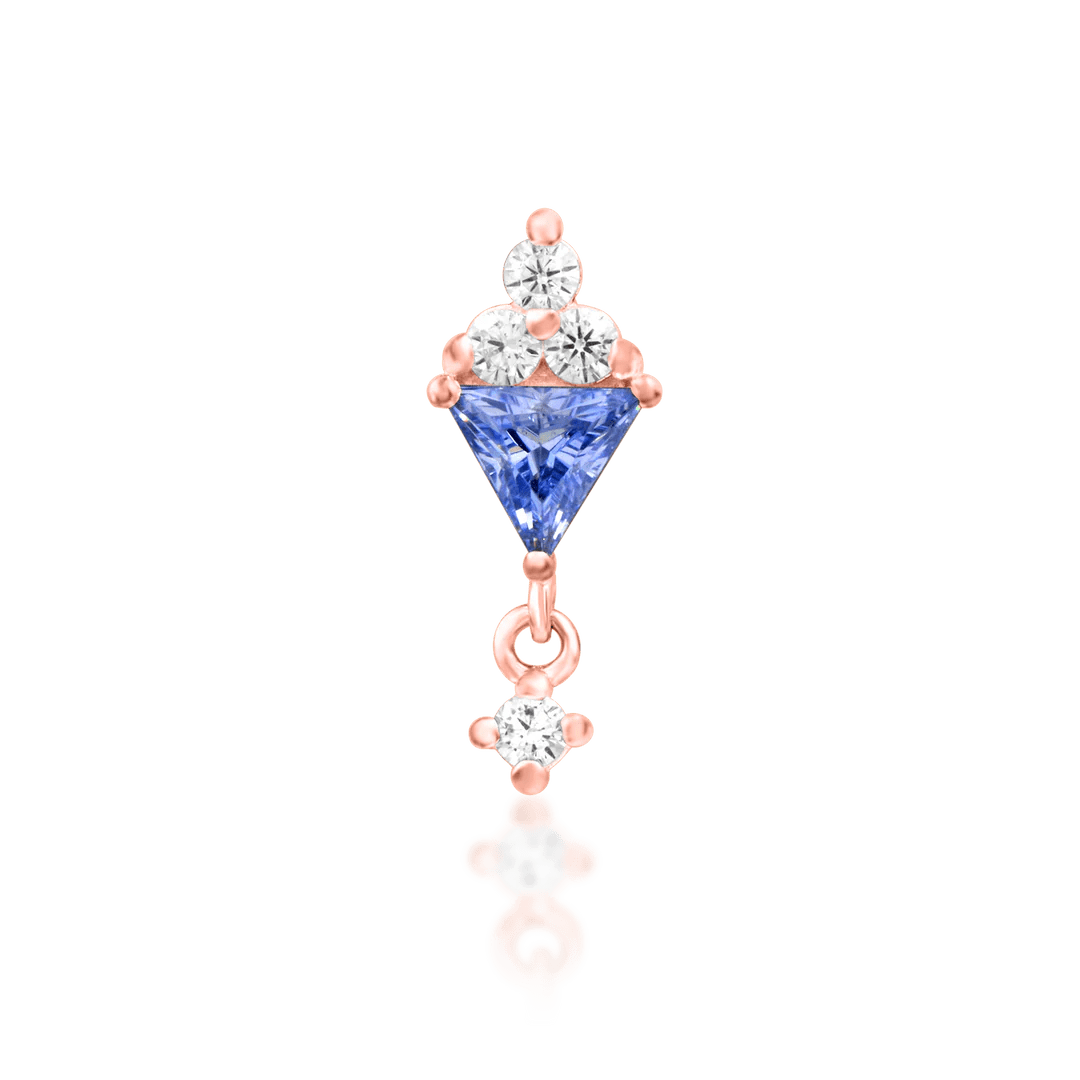 Sarabe – Light Tanzanite & CZ – 14K Gold Threadless End - piercing - zone.com