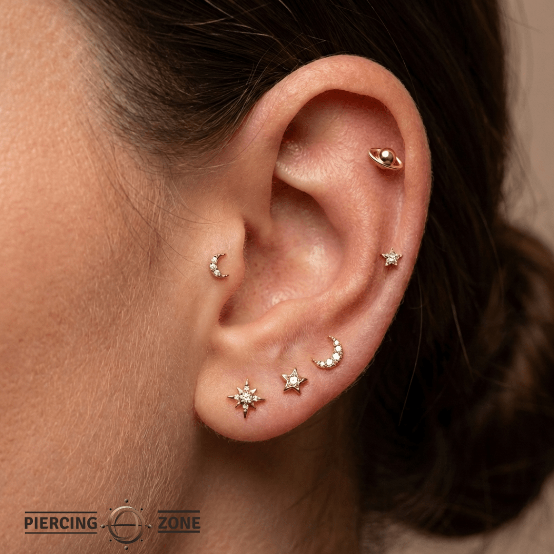 Saturn – 14K Gold Threadless/Threaded End - piercing - zone.com