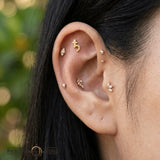 Saturn Symbol – 14K/18K Gold Flat Threadless End - piercing - zone.com