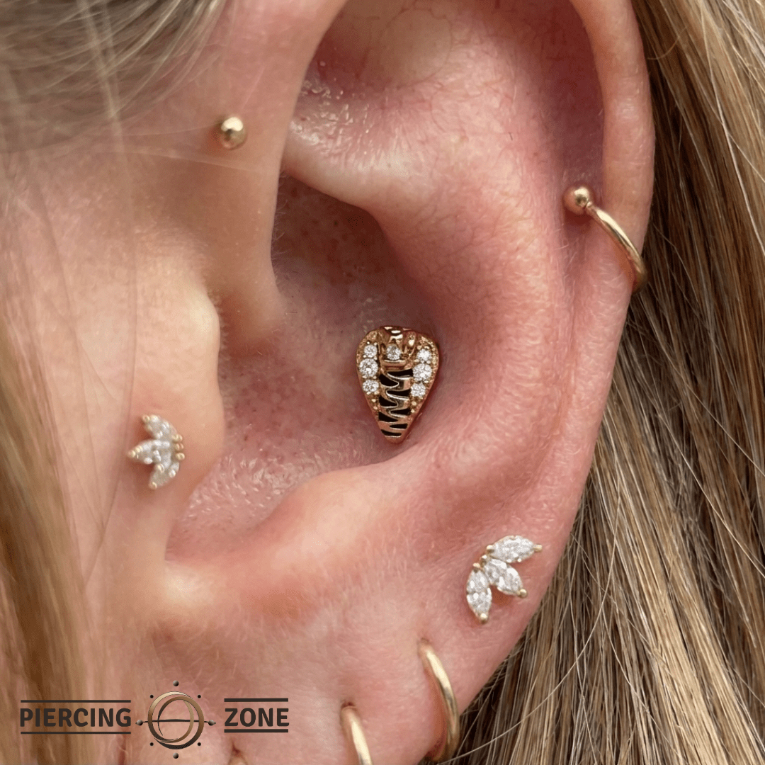 Savage – CZ & Enamel Accent – 14K Gold Threadless End - piercing - zone.com