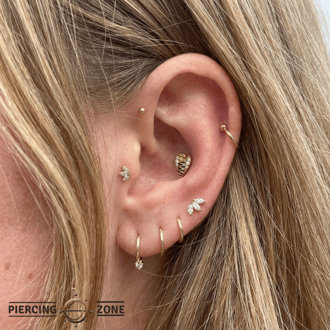 Savage – CZ & Enamel Accent – 14K Gold Threadless End - piercing - zone.com