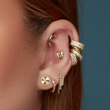 Savage CZ Threadless End – 14K Gold & Black Enamel Jewelry