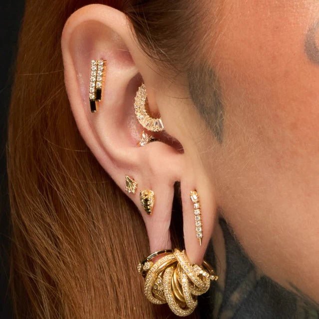 Rule Breaker Threadless End – 14K Gold, Black Spinel & CZ