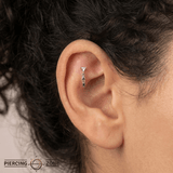 Savvy – Moss Agate & Triangle CZ – 14K Gold Threadless End - piercing - zone.com