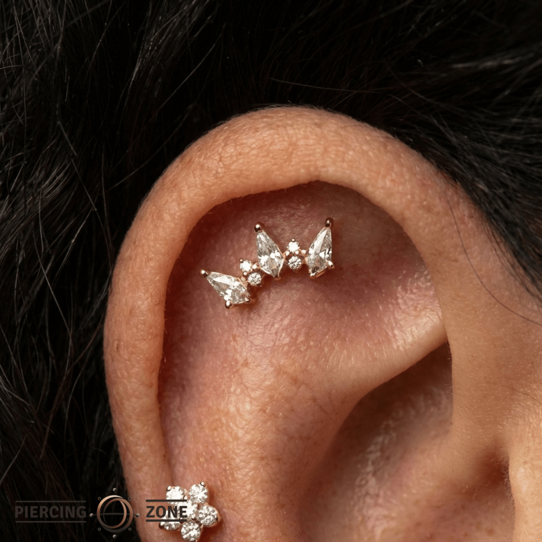 Scandalous – CZ Fan Crown – 14K Gold Threadless End - piercing - zone.com