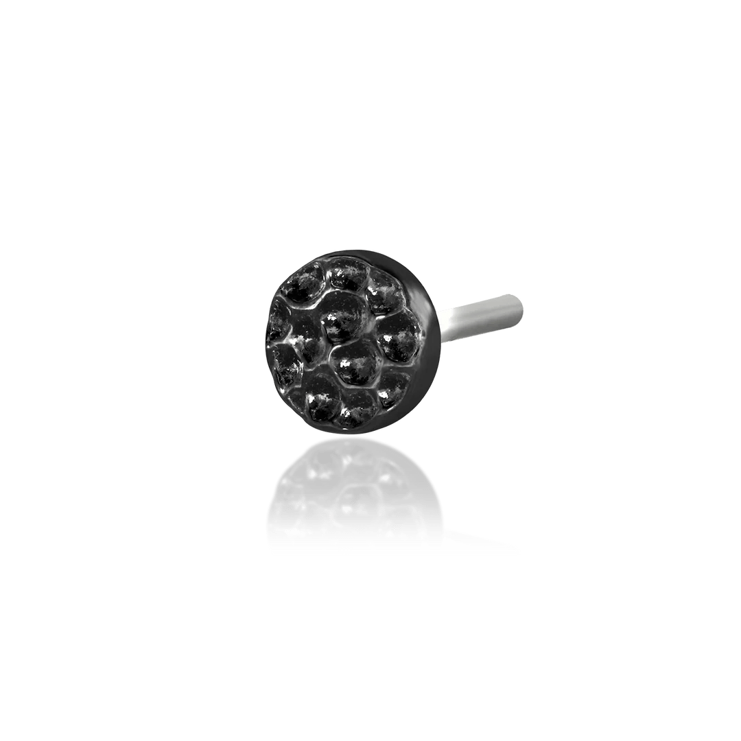 Scene Hammered Disk – Black Rhodium – 14K Gold Threadless End - piercing - zone.com