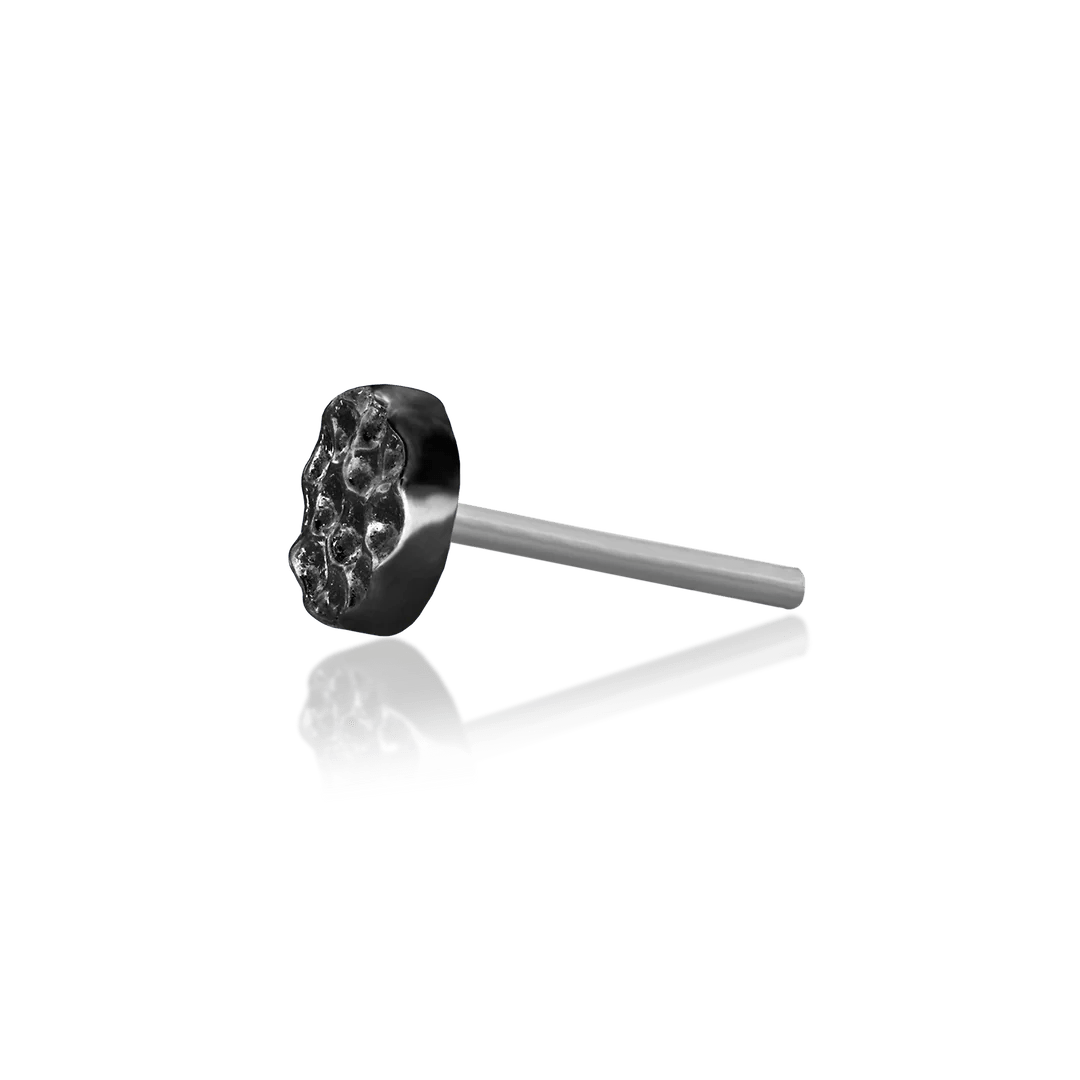 Scene Hammered Disk – Black Rhodium – 14K Gold Threadless End - piercing - zone.com