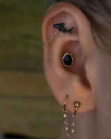 Scene Koi – Black Rhodium Fish – 14K Gold Threadless End - piercing - zone.com