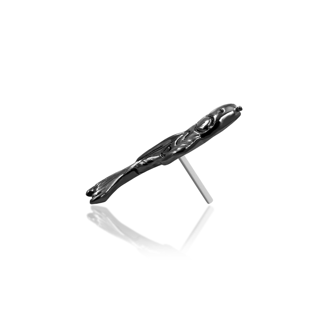 Scene Koi – Black Rhodium Fish – 14K Gold Threadless End - piercing - zone.com