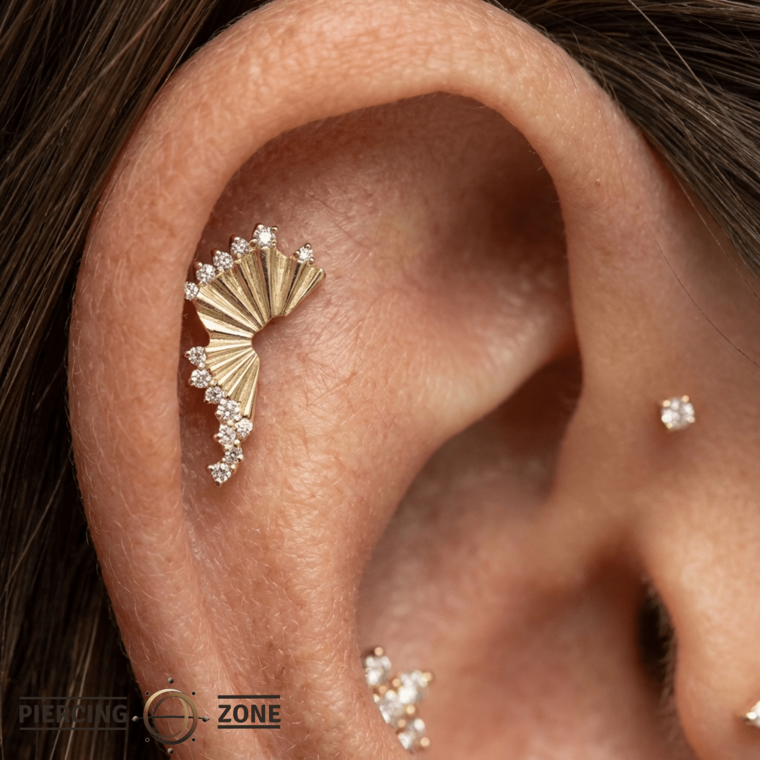 Scene Shaker CZ - 14K Gold Gem Threadless End - piercing - zone.com