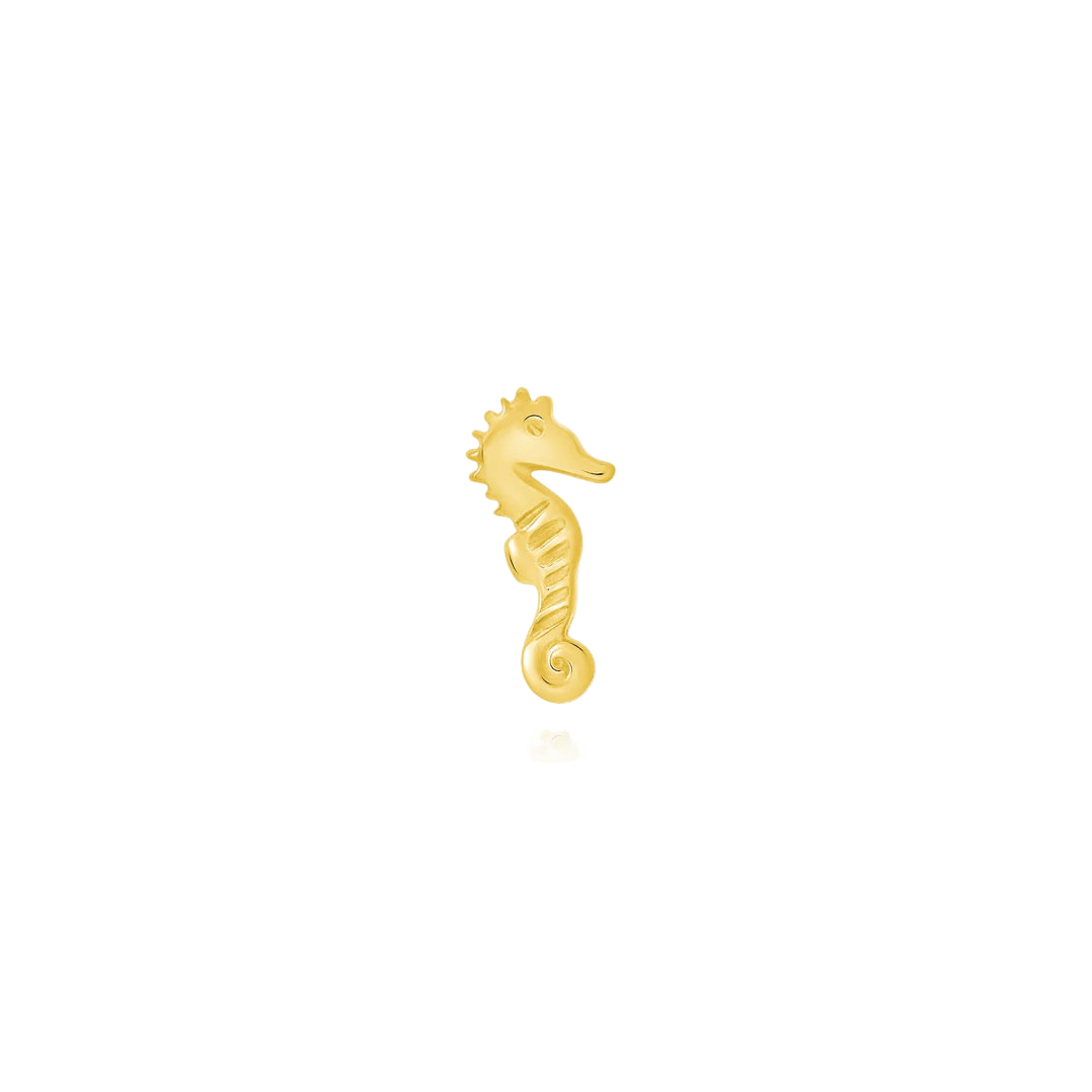 Sea Horse – 14K Gold Threadless & Threaded End - piercing - zone.com