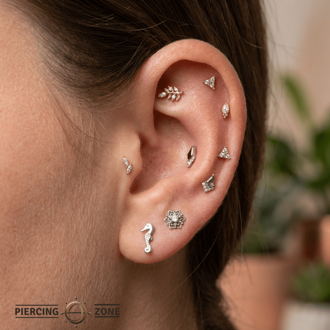 Sea Horse – 14K Gold Threadless/Threaded End - piercing - zone.com