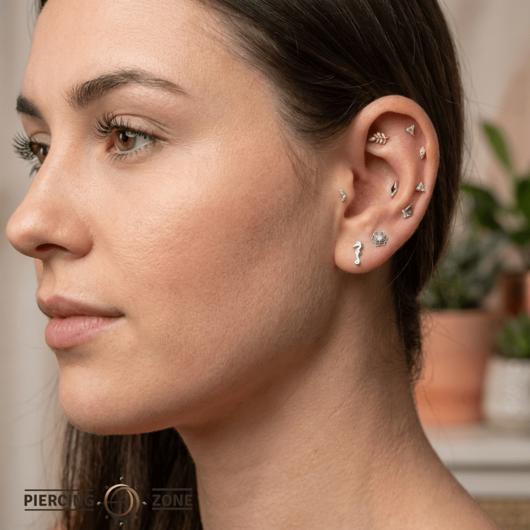 Sea Horse – 14K Gold Threadless/Threaded End - piercing - zone.com