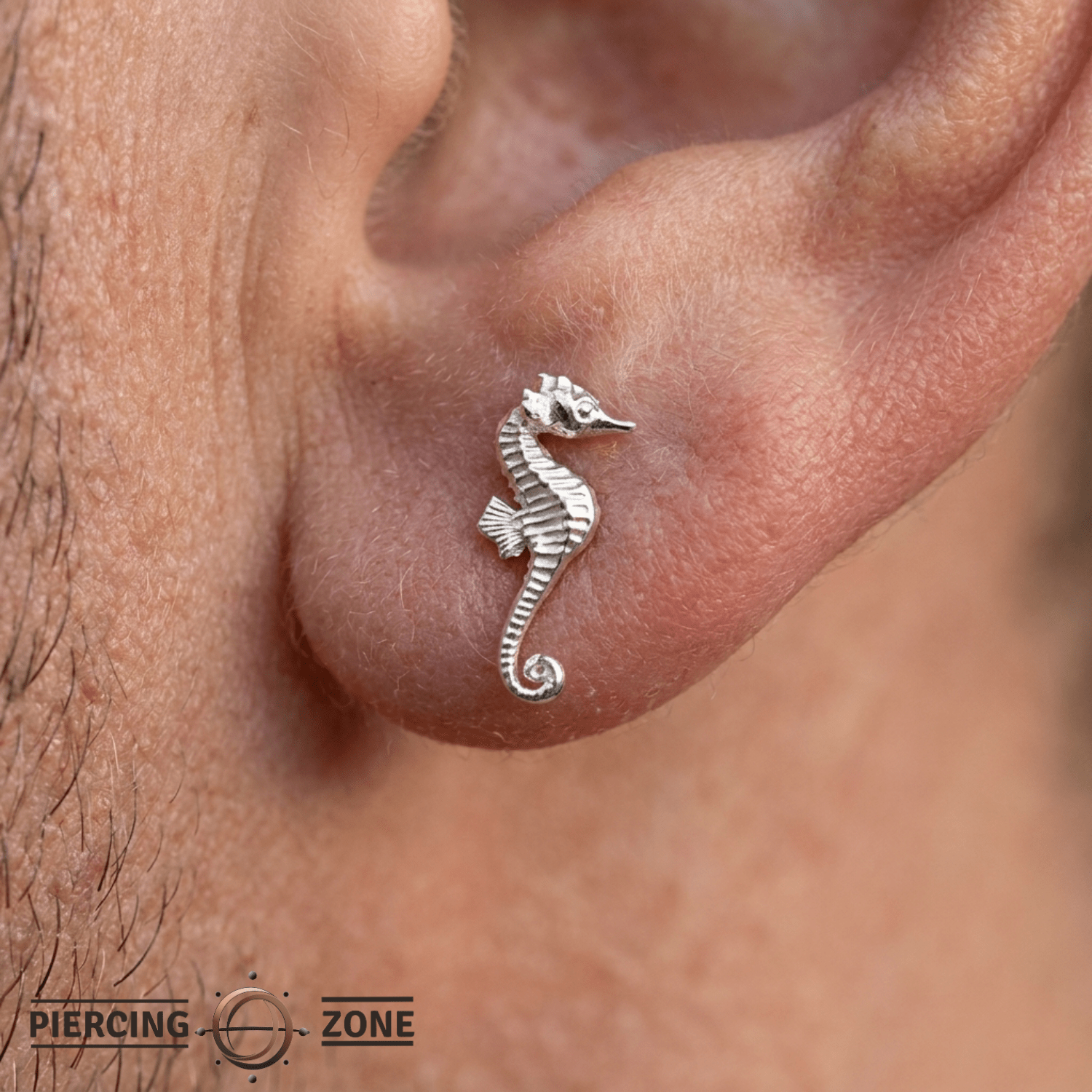 Seahorse Pin - 14K Gold Seahorse Threadless End - piercing - zone.com