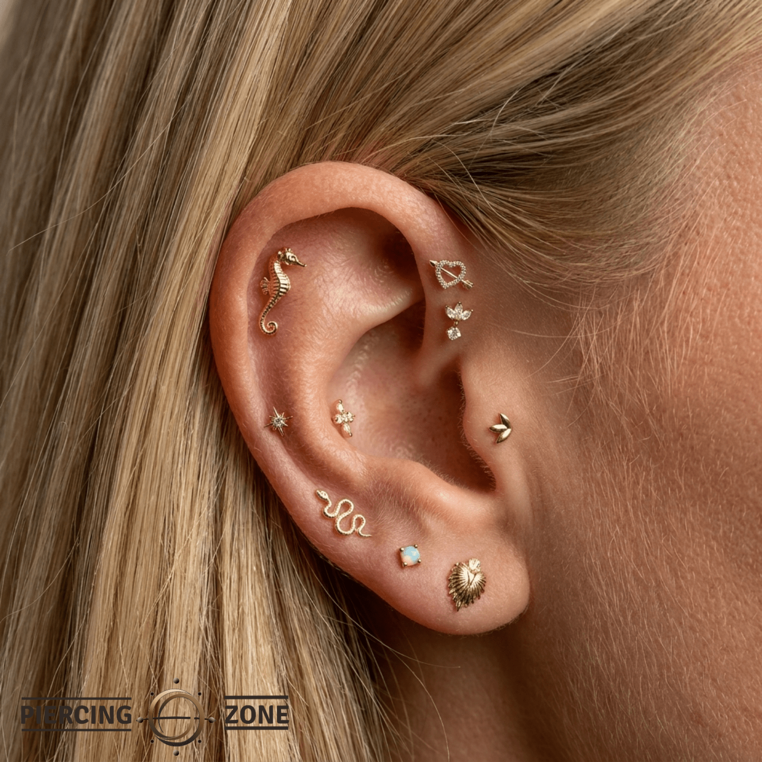 Seahorse Pin - 14K Gold Seahorse Threadless End - piercing - zone.com