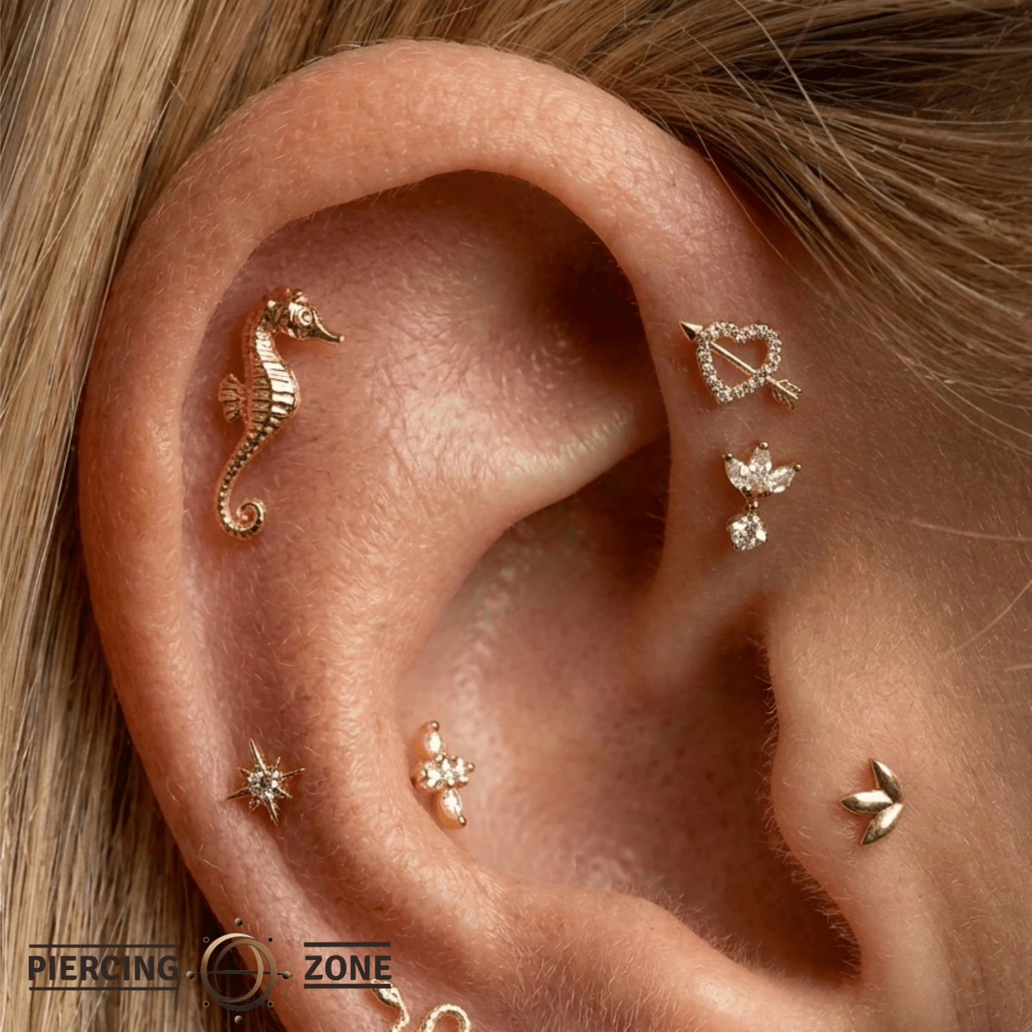 Seahorse Pin - 14K Gold Seahorse Threadless End - piercing - zone.com