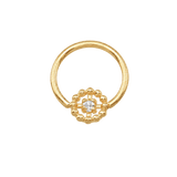 Seamless Ring with Beaded Circle – 14K Gold Textured Accent - piercing-zone.com