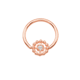 Seamless Ring with Beaded Circle – 14K Gold Textured Accent - piercing-zone.com