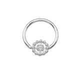 Seamless Ring with Beaded Circle – 14K Gold Textured Accent - piercing-zone.com