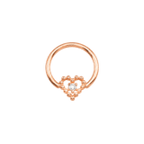 Seamless Ring with Beaded Heart – 14K Gold Textured Heart Accent - piercing-zone.com