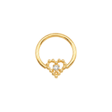 Seamless Ring with Beaded Heart – 14K Gold Textured Heart Accent - piercing-zone.com