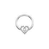 Seamless Ring with Beaded Heart – 14K Gold Textured Heart Accent - piercing-zone.com