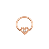 Seamless Ring with Beaded Heart – 14K Gold Textured Heart Accent - piercing - zone.com