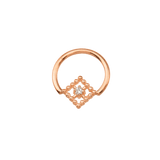 Seamless Ring With Beaded Square – 14K Gold Ornamental Square Gem Design - piercing - zone.com