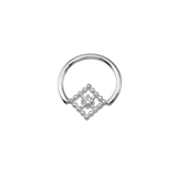 Seamless Ring With Beaded Square – 14K Gold Ornamental Square Gem Design - piercing - zone.com