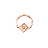 Seamless Ring With Beaded Square – 14K Gold Ornamental Square Gem Design - piercing-zone.com