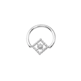Seamless Ring With Beaded Square – 14K Gold Ornamental Square Gem Design - piercing-zone.com