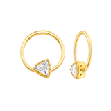 Seamless Ring With Fixed Charming Triangle Prong – 14K Gold Geometric Accent Design - piercing-zone.com
