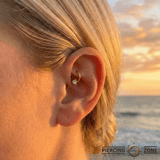 Seamless Ring With Fixed Charming Triangle Prong – 14K Gold Geometric Accent Design - piercing - zone.com