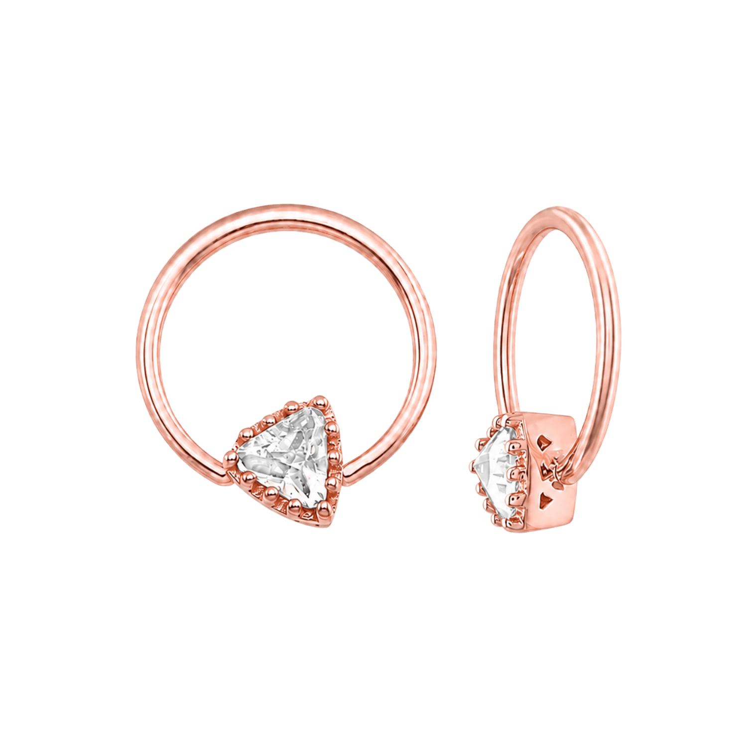 Seamless Ring With Fixed Charming Triangle Prong – 14K Gold Geometric Accent Design - piercing-zone.com