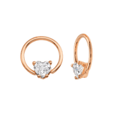 Seamless Ring With Fixed Heart Prong – 14K Gold Heart - Cut Gem Accent - piercing - zone.com