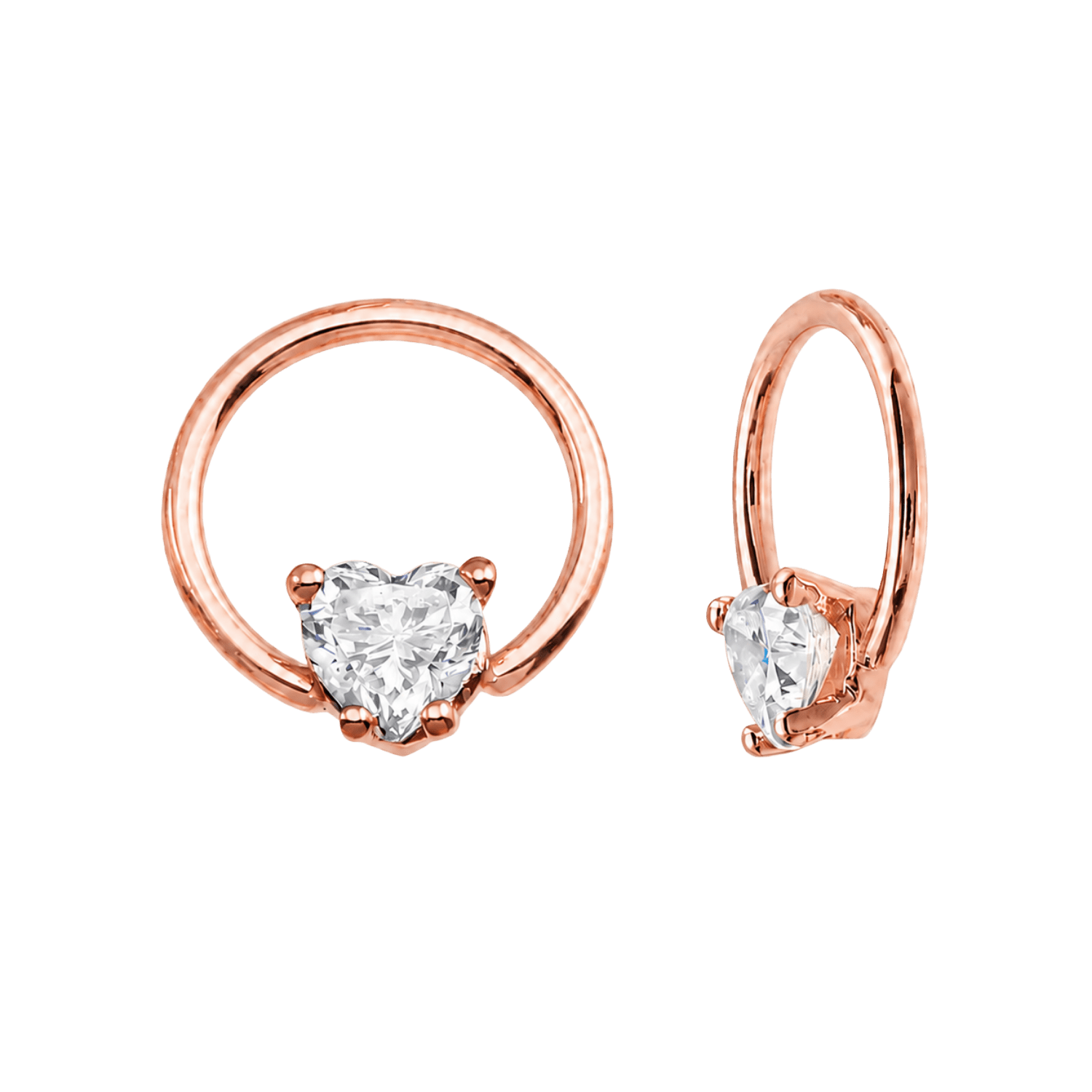 Seamless Ring With Fixed Heart Prong – 14K Gold Heart-Cut Gem Accent - piercing-zone.com