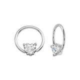 Seamless Ring With Fixed Heart Prong – 14K Gold Heart - Cut Gem Accent - piercing - zone.com