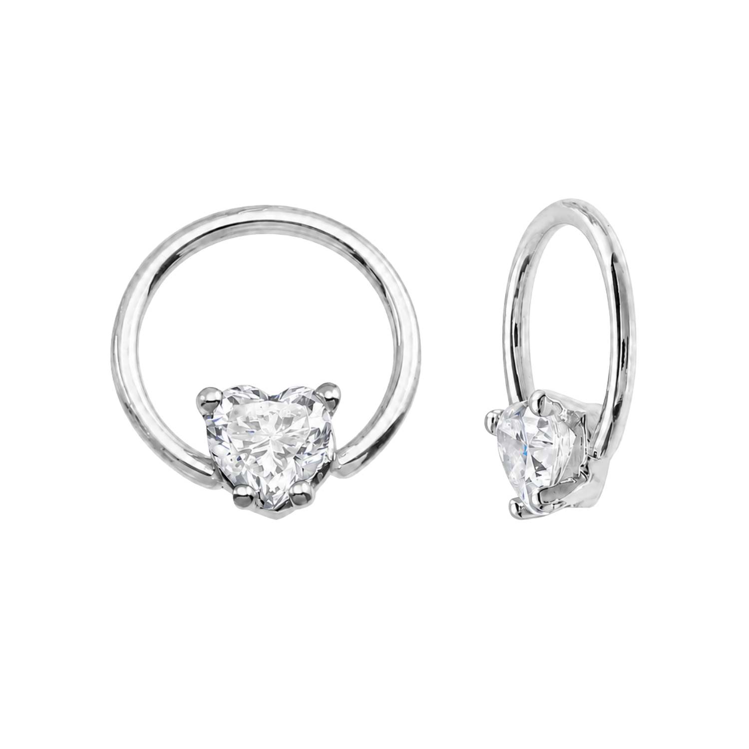 Seamless Ring With Fixed Heart Prong – 14K Gold Heart-Cut Gem Accent - piercing-zone.com