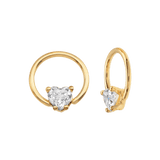 Seamless Ring With Fixed Heart Prong – 14K Gold Heart - Cut Gem Accent - piercing - zone.com