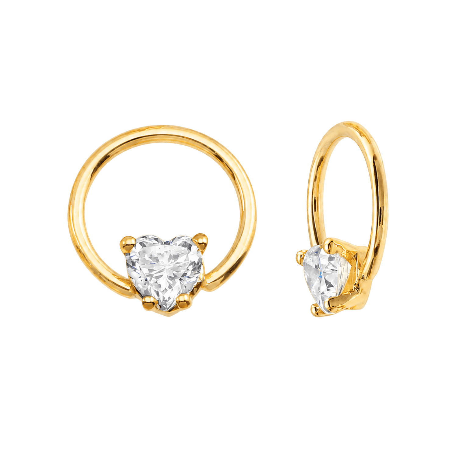 Seamless Ring With Fixed Heart Prong – 14K Gold Heart-Cut Gem Accent - piercing-zone.com