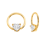 Seamless Ring With Fixed Heart Prong – 14K Gold Heart-Cut Gem Accent - piercing-zone.com