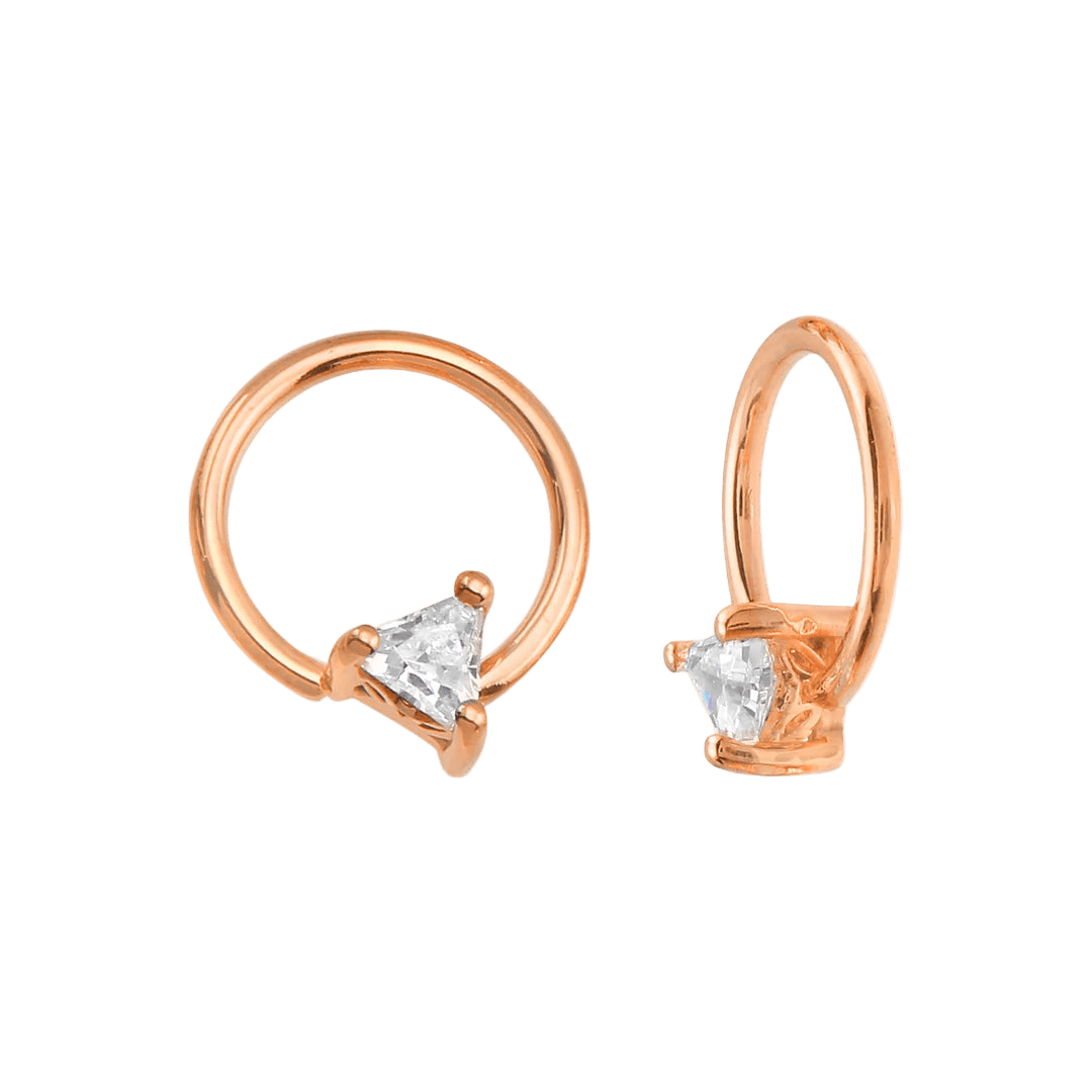 Seamless Ring With Fixed Ornament Triangle Prong – 14K Gold Decorative Gem Accent - piercing - zone.com