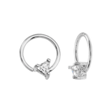 Seamless Ring With Fixed Ornament Triangle Prong – 14K Gold Decorative Gem Accent - piercing - zone.com