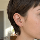 Seamless Ring With Fixed Ornament Triangle Prong – 14K Gold Decorative Gem Accent - piercing - zone.com