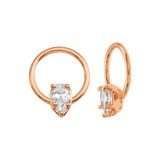 Seamless Ring With Fixed Pear – 14K Gold Pear - Cut Gem Accent - piercing - zone.com