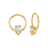 Seamless Ring With Fixed Pear – 14K Gold Pear - Cut Gem Accent - piercing - zone.com