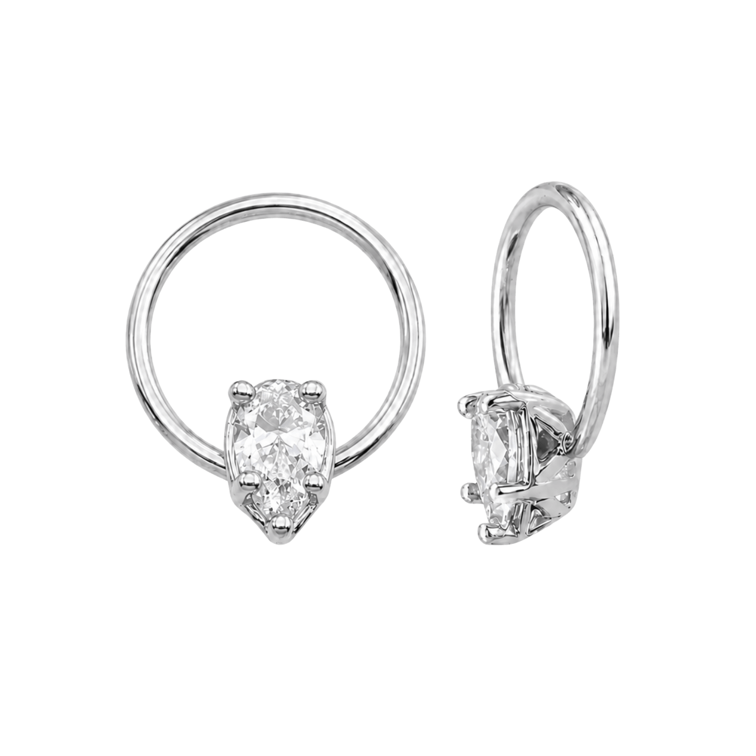 Seamless Ring With Fixed Pear – 14K Gold Pear-Cut Gem Accent - piercing-zone.com