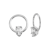 Seamless Ring With Fixed Pear – 14K Gold Pear - Cut Gem Accent - piercing - zone.com